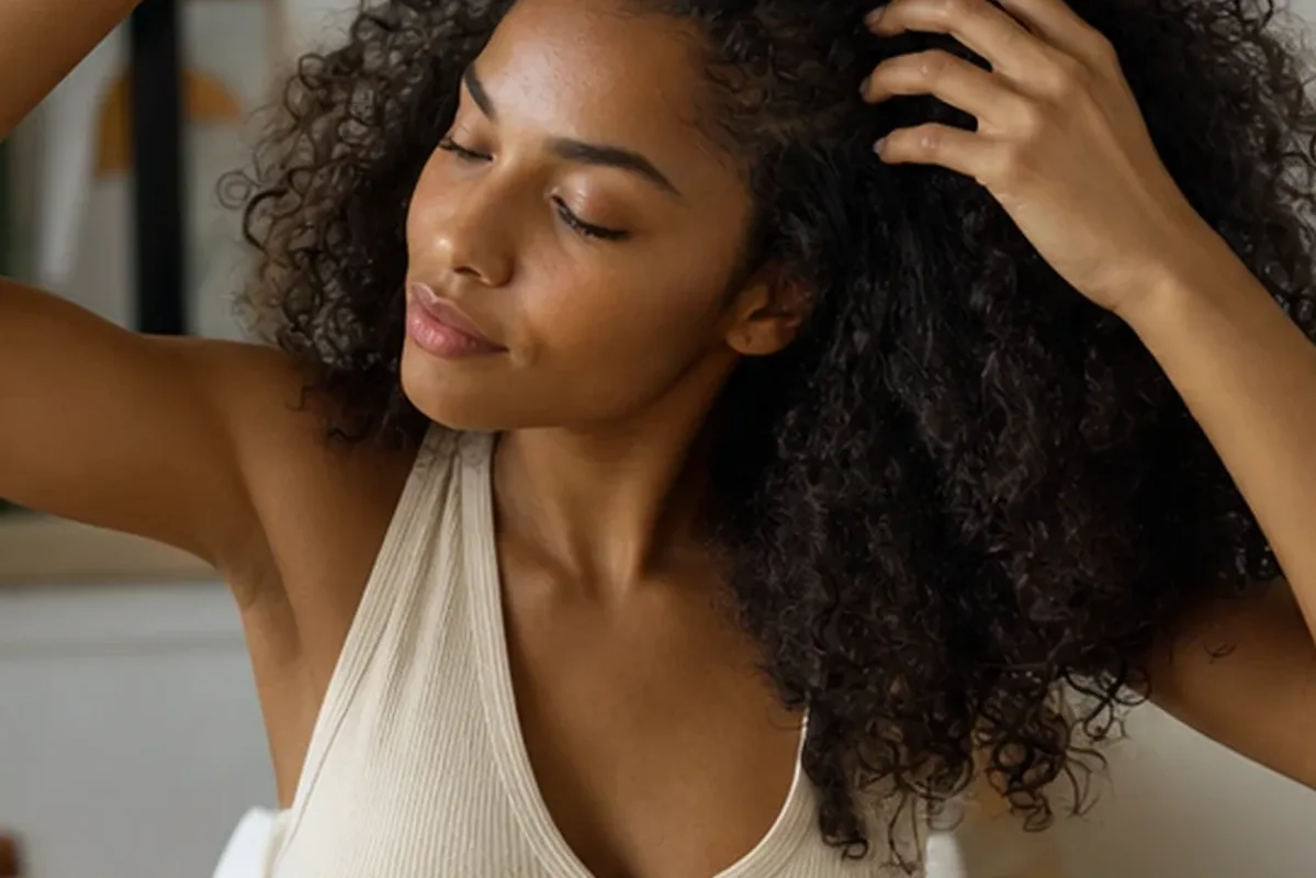 Authentische Beauty-Routine passend zum Thema Leave-in-Pflege bei Frizz