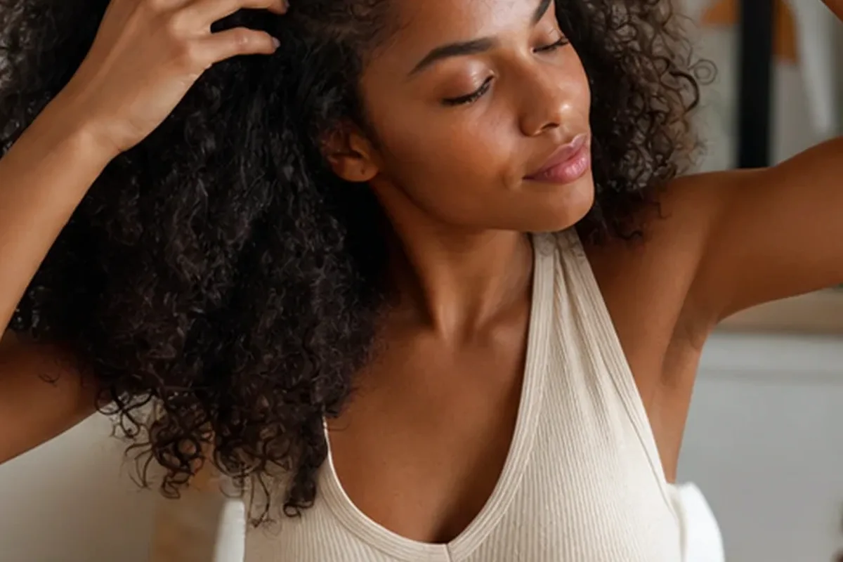Hochwertige Beauty-Inszenierung zu Auswahlkriterien für Trockenshampoo bei Frizz