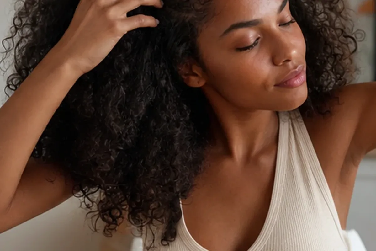 Hochwertige Beauty-Inszenierung zu Auswahlkriterien für Haarmaske bei Frizz
