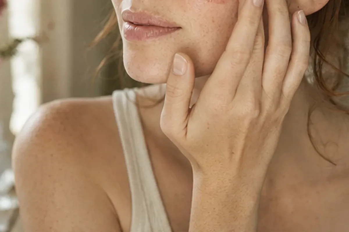 Emotionaler und authentischer Anwendungsmoment rund um Rouge bei großen Poren
