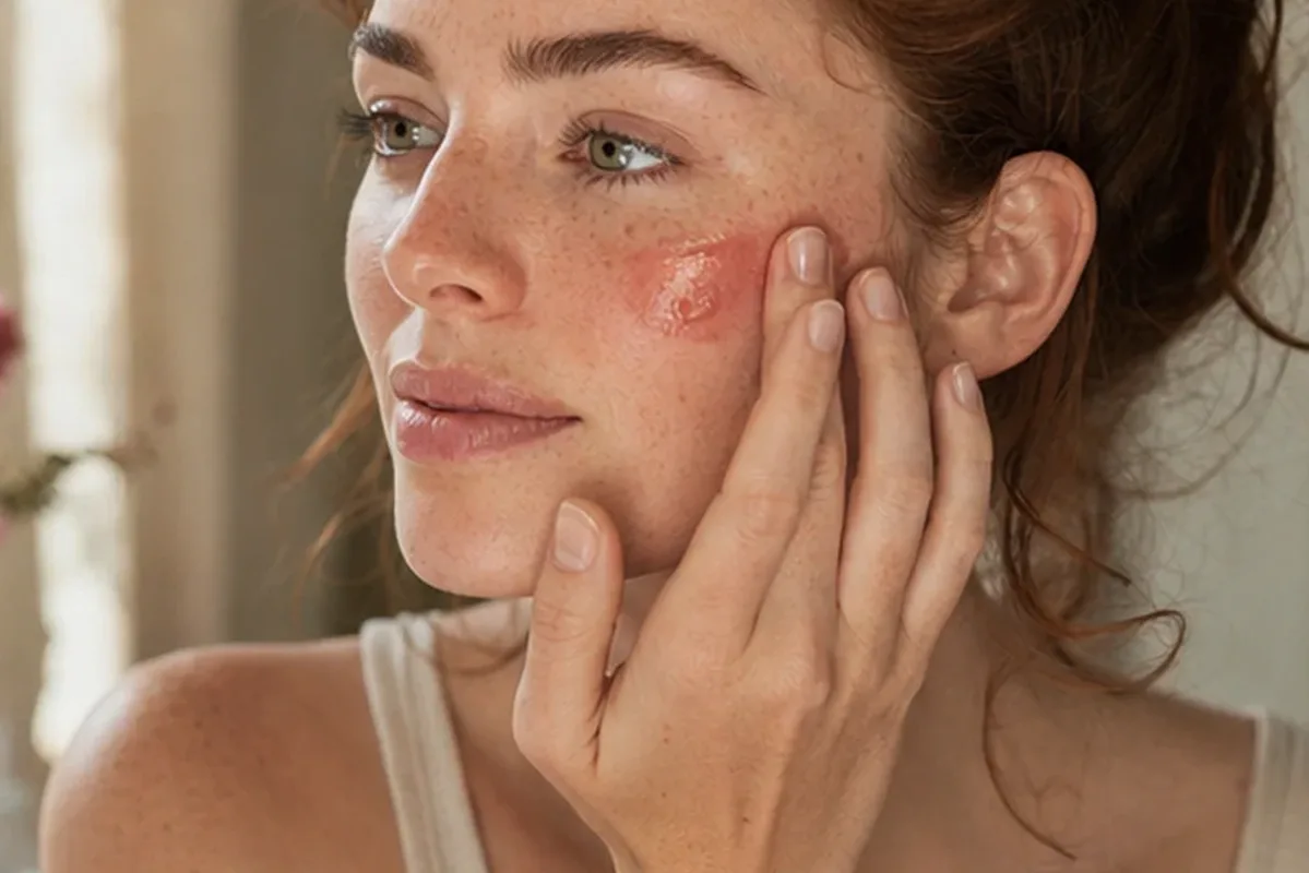 Authentischer Wohlfühlmoment passend zum Beauty-Thema Rouge für empfindliche Haut