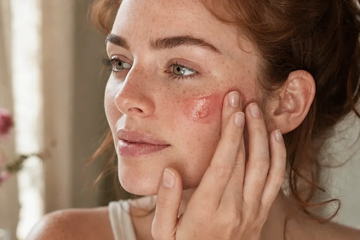 Authentischer Wohlfühlmoment passend zum Beauty-Thema Puder bei großen Poren