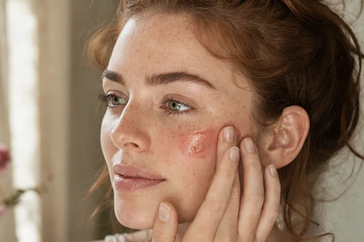 Emotionaler und authentischer Anwendungsmoment rund um Highlighter für empfindliche Haut