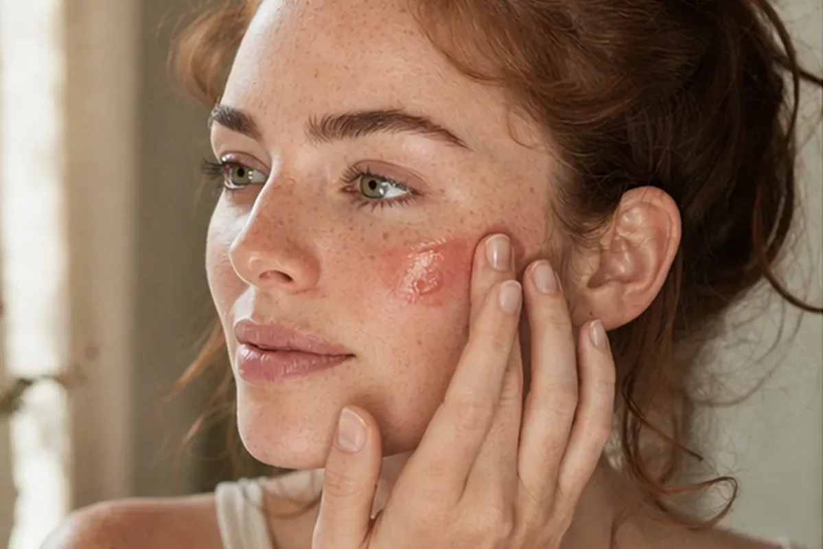 Authentischer Wohlfühlmoment passend zum Beauty-Thema Rouge für trockene Haut