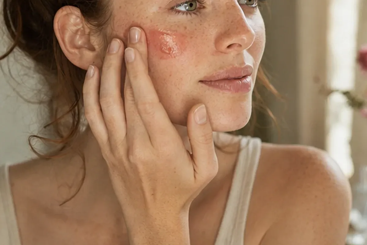 Hochwertige Beauty-Inszenierung zu Auswahlkriterien für Highlighter bei Rötungen