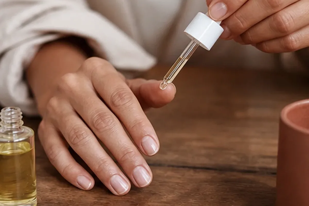 Redaktionelle Detailaufnahme zur Orientierung bei Nagelöl für beanspruchte Hände