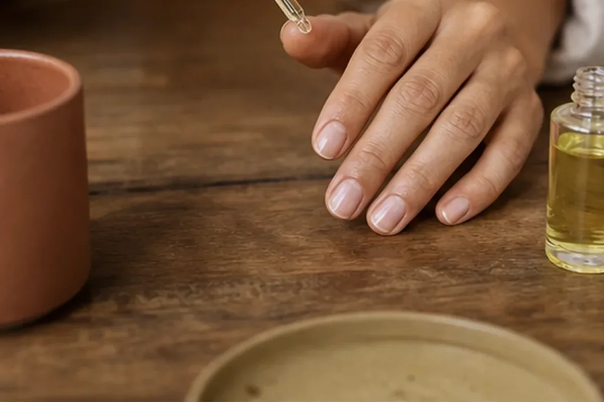 Redaktionelle Detailaufnahme zur Orientierung bei Körperlotion bei brüchigen Nägeln