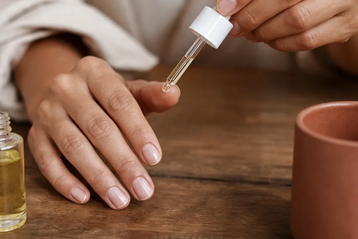 Redaktionelle Detailaufnahme zur Orientierung bei Nagelöl für raue Haut
