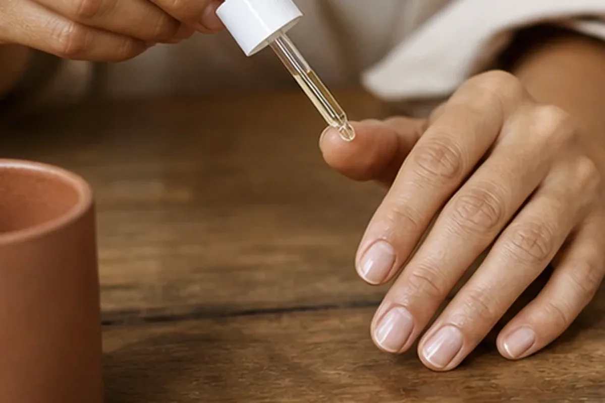 Hochwertige Beauty-Inszenierung zu Auswahlkriterien für Körperpeeling bei brüchigen Nägeln