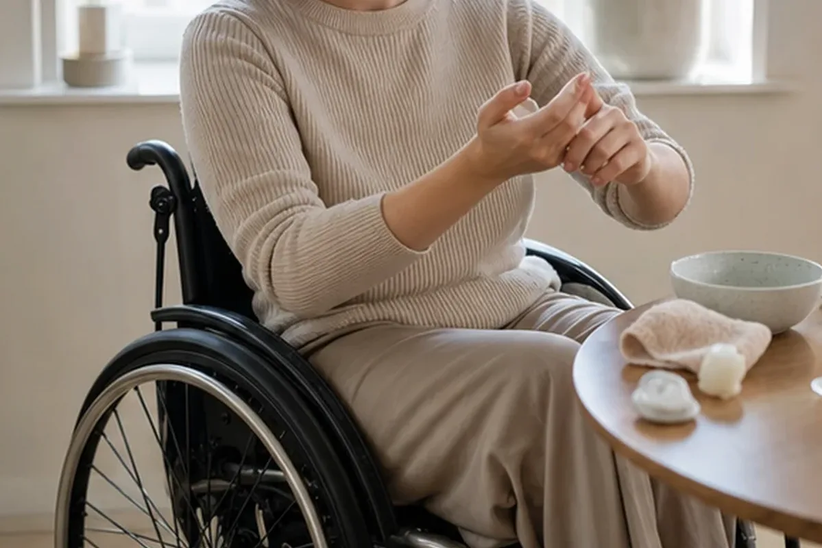 Emotionaler und authentischer Anwendungsmoment rund um Selbstbräuner für empfindliche Haut