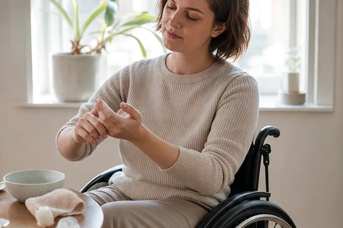 Emotionaler und authentischer Anwendungsmoment rund um Nagelöl für raue Haut