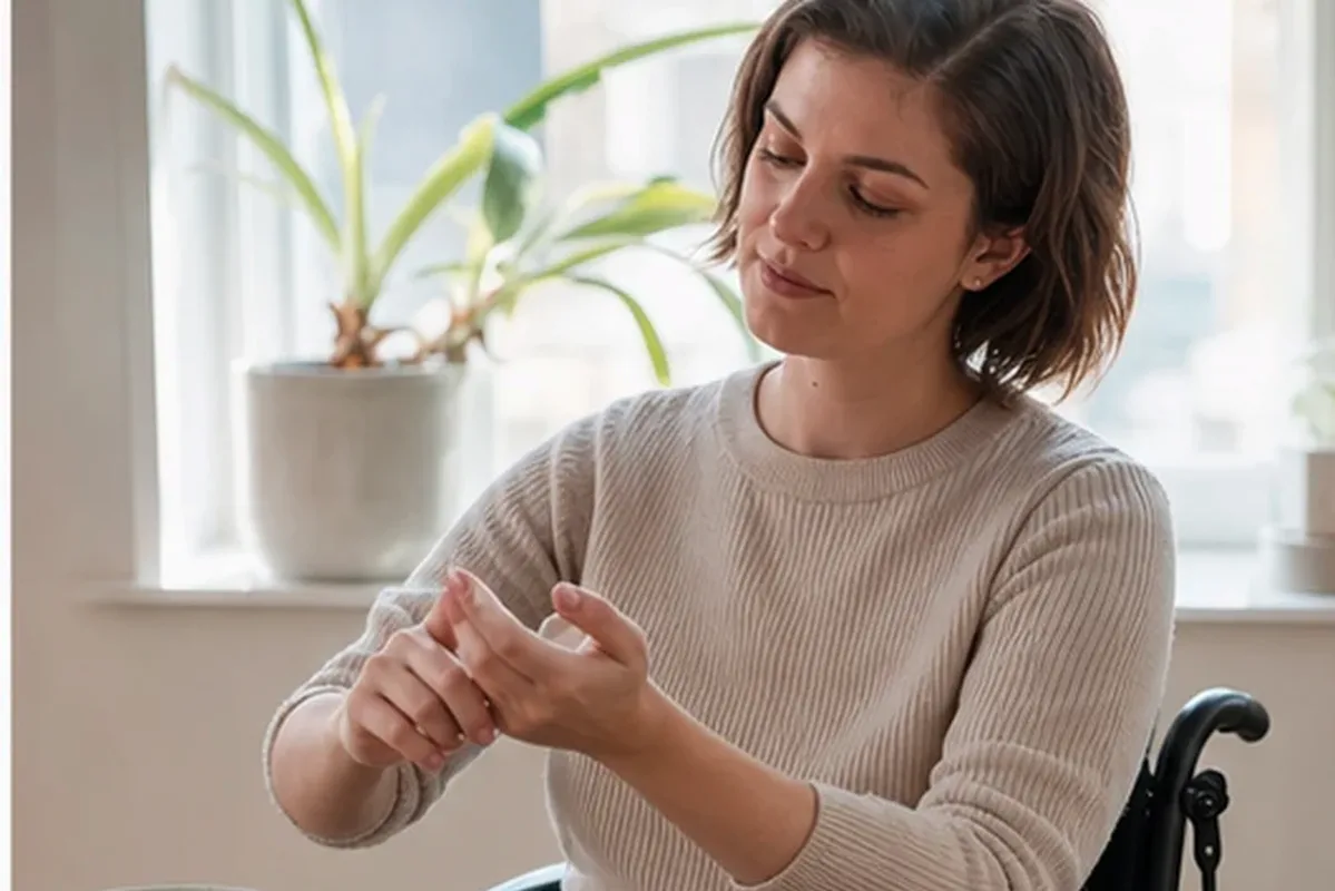 Emotionaler und authentischer Anwendungsmoment rund um Nagelhärter für trockene Haut