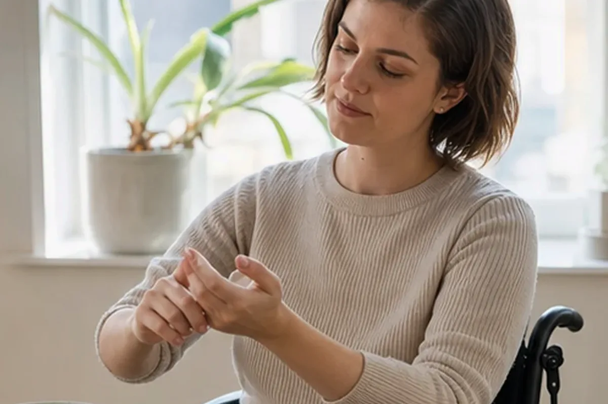 Authentischer Wohlfühlmoment passend zum Beauty-Thema Duschöl für raue Haut