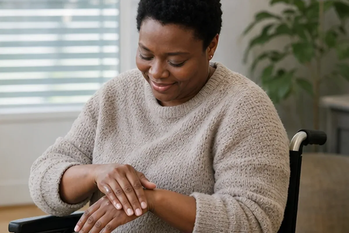 Authentischer Wohlfühlmoment passend zum Beauty-Thema Nagelöl für beanspruchte Hände