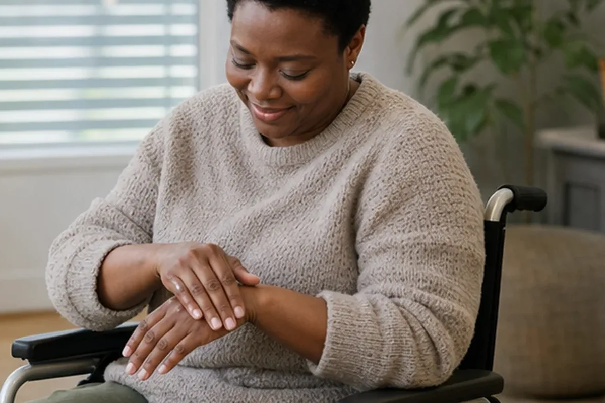 Emotionaler und authentischer Anwendungsmoment rund um Handcreme für raue Haut