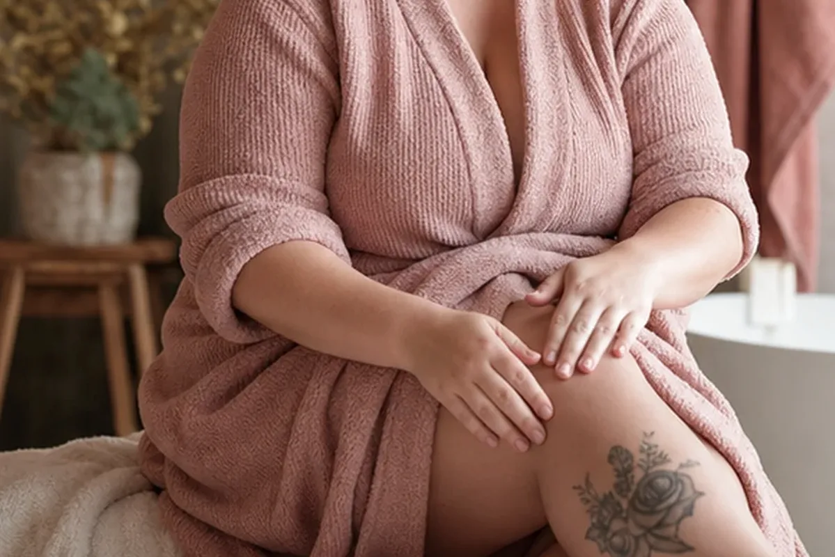 Authentischer Wohlfühlmoment passend zum Beauty-Thema Körperpeeling für trockene Haut