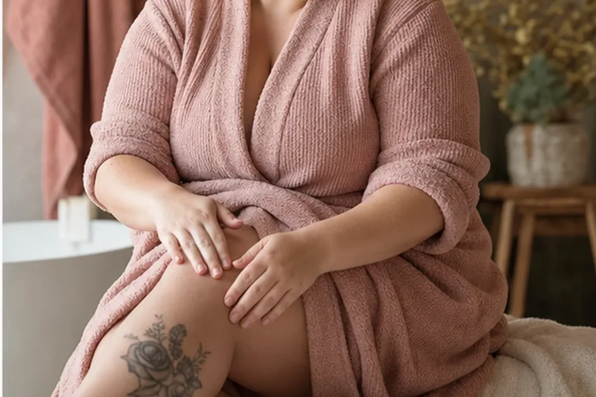 Authentischer Wohlfühlmoment passend zum Beauty-Thema Duschgel für raue Haut
