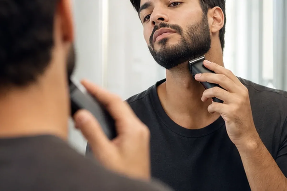 Authentischer Wohlfühlmoment passend zum Beauty-Thema Peeling vor der Rasur für empfindliche Haut