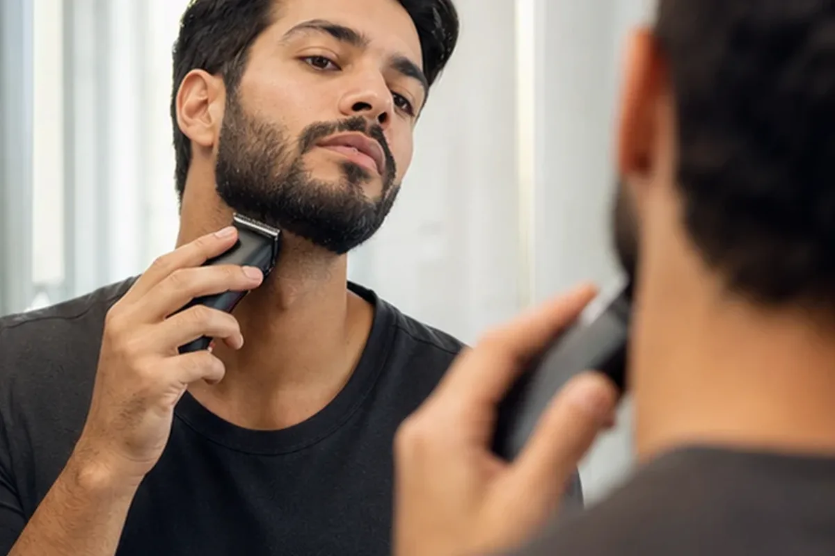 Redaktioneller Beauty-Moment zur Ausgangslage bei Nassrasierer für dunkle Haare