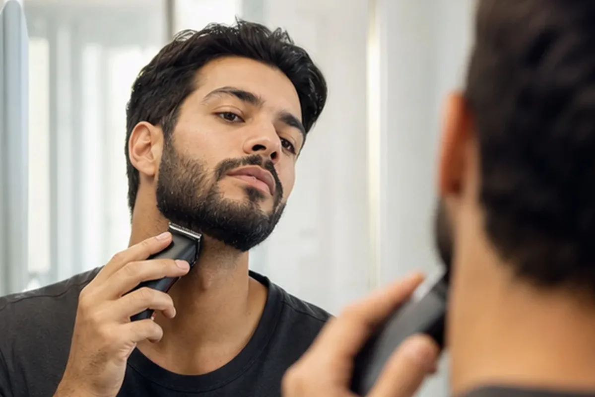 Authentischer Wohlfühlmoment passend zum Beauty-Thema Augenbrauen-Trimmer für feine Haare