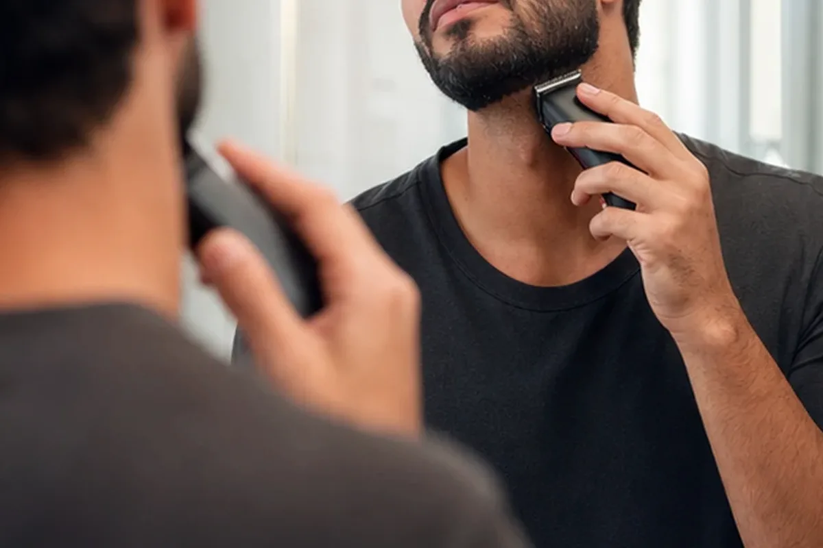 Redaktionelle Detailaufnahme zur Orientierung bei Gesichtsrasierer für empfindliche Haut