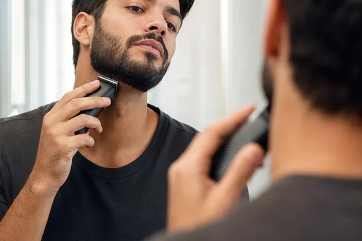 Redaktioneller Beauty-Moment zur Ausgangslage bei Rasiergel für dunkle Haare