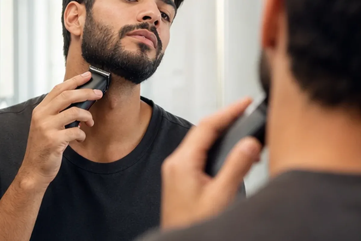 Redaktionelle Detailaufnahme zur Orientierung bei Gesichtsrasierer für feine Haare