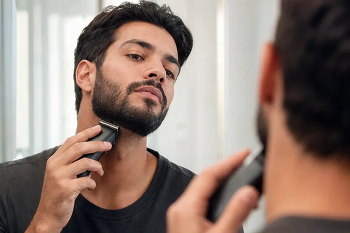 Authentischer Wohlfühlmoment passend zum Beauty-Thema Nassrasierer für empfindliche Haut