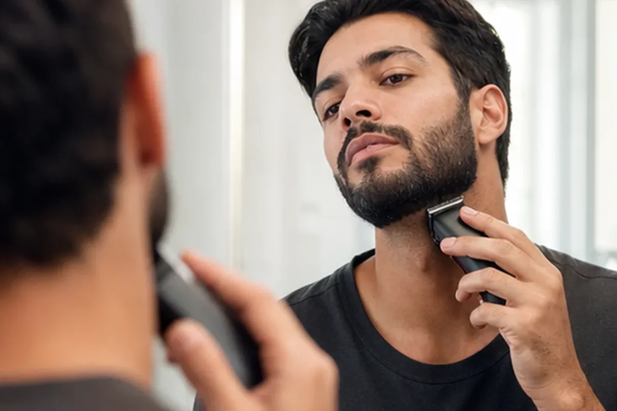Redaktionelle Detailaufnahme zur Orientierung bei Gesichtsrasierer für empfindliche Haut