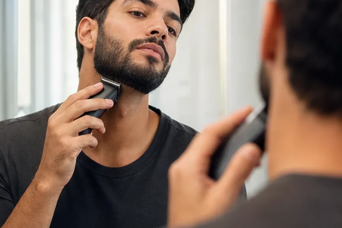 Authentischer Wohlfühlmoment passend zum Beauty-Thema Body-Trimmer für die Bikinizone