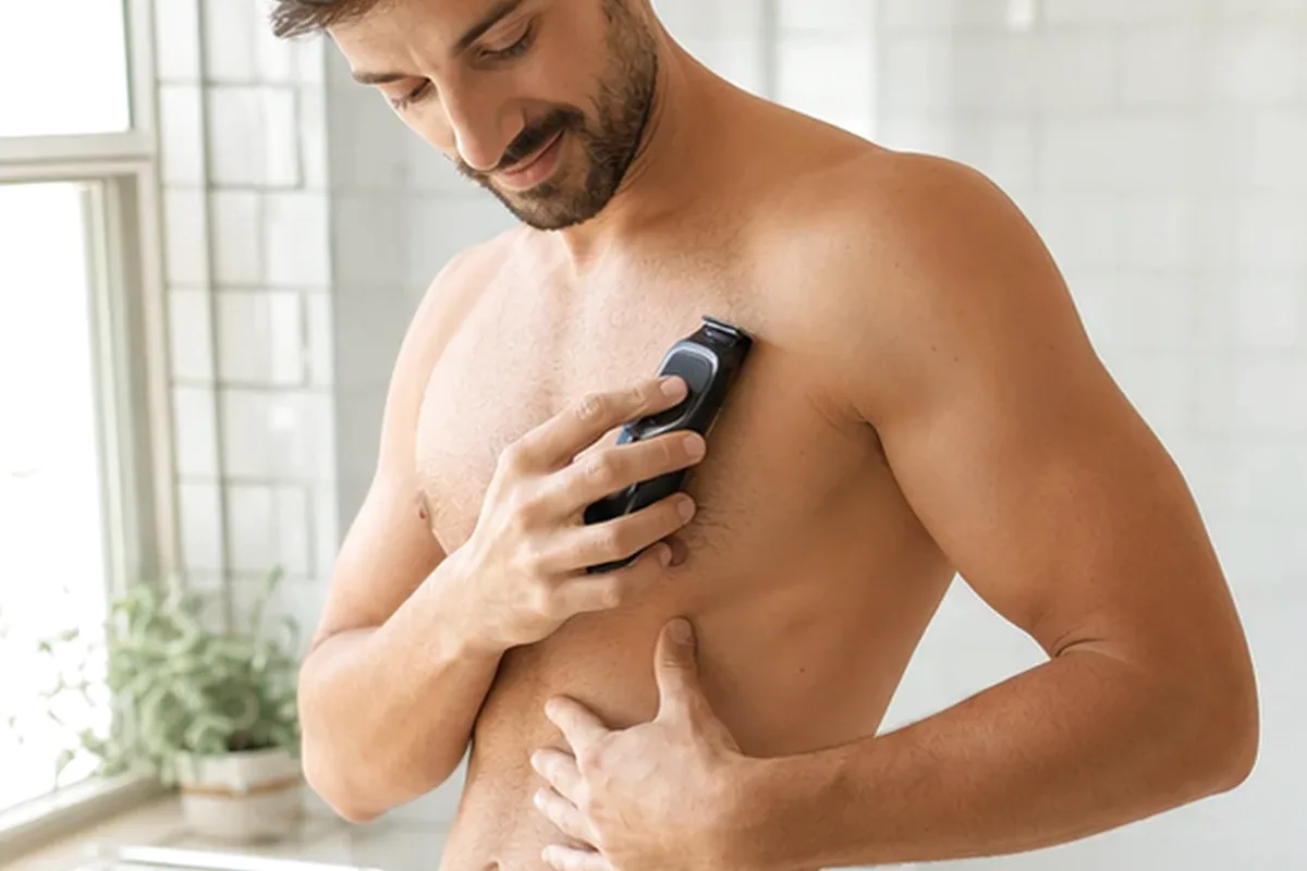 Redaktionelle Detailaufnahme zur Orientierung bei Rasiergel für dunkle Haare