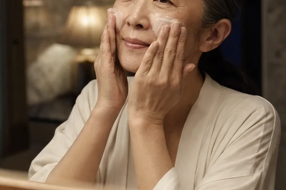 Authentischer Wohlfühlmoment passend zum Beauty-Thema Gesichtsmaske für Mischhaut