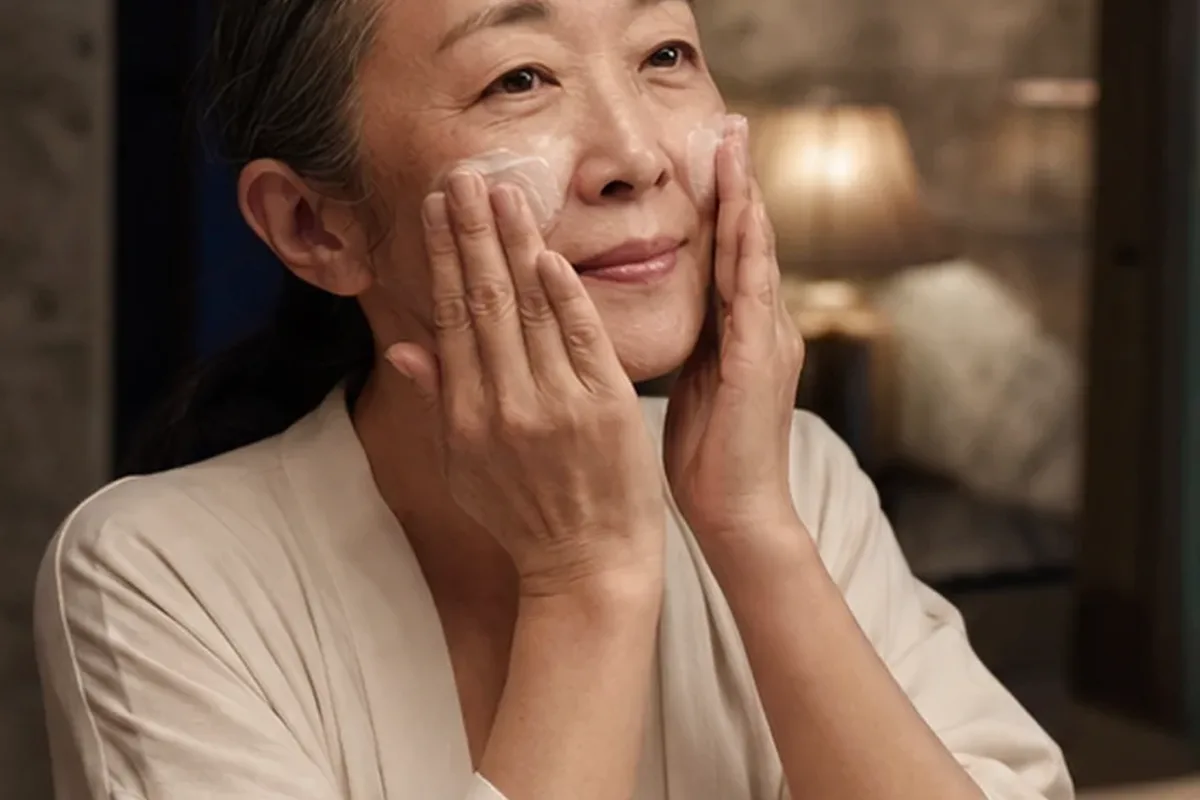 Emotionaler und authentischer Anwendungsmoment rund um Retinol-Serum bei ersten Fältchen