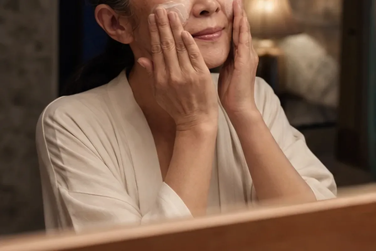 Authentischer Wohlfühlmoment passend zum Beauty-Thema Gesichtswasser bei Pigmentflecken