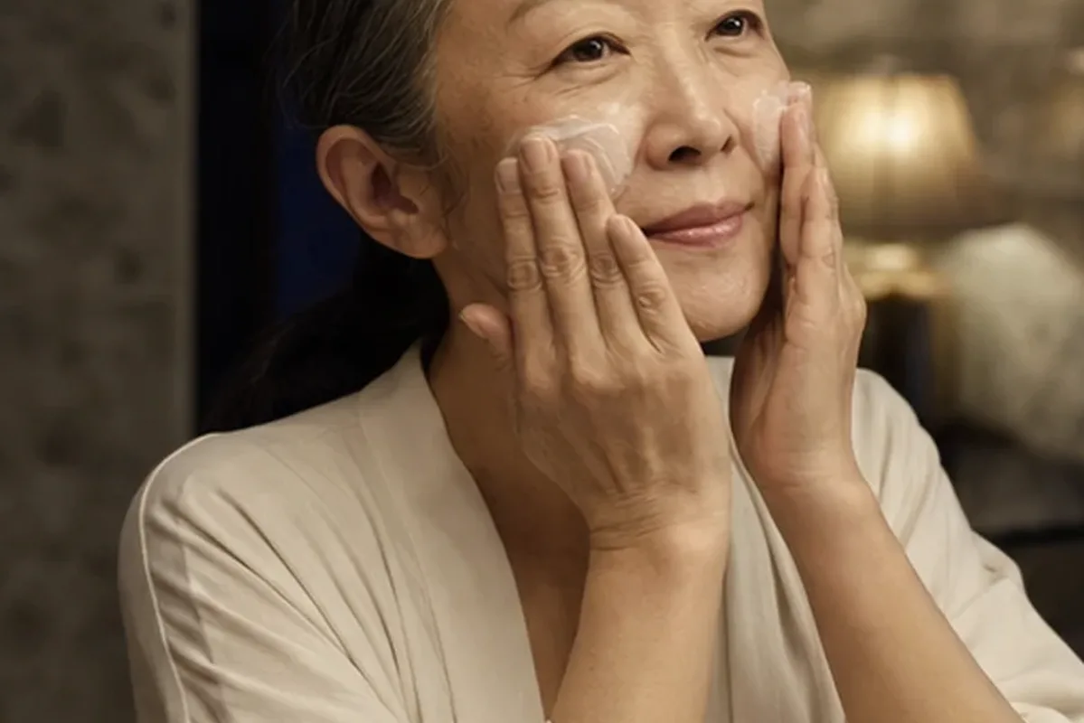 Authentischer Wohlfühlmoment passend zum Beauty-Thema Hyaluron-Serum für trockene Haut