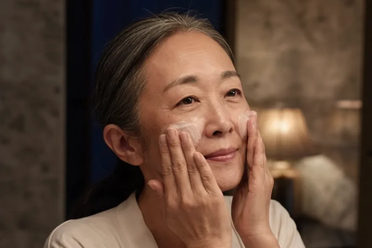 Authentischer Wohlfühlmoment passend zum Beauty-Thema Gesichtscreme für fettige Haut