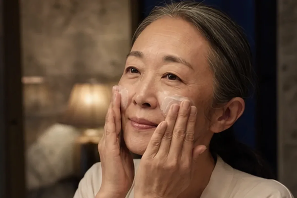 Authentischer Wohlfühlmoment passend zum Beauty-Thema Feuchtigkeitsserum bei ersten Fältchen