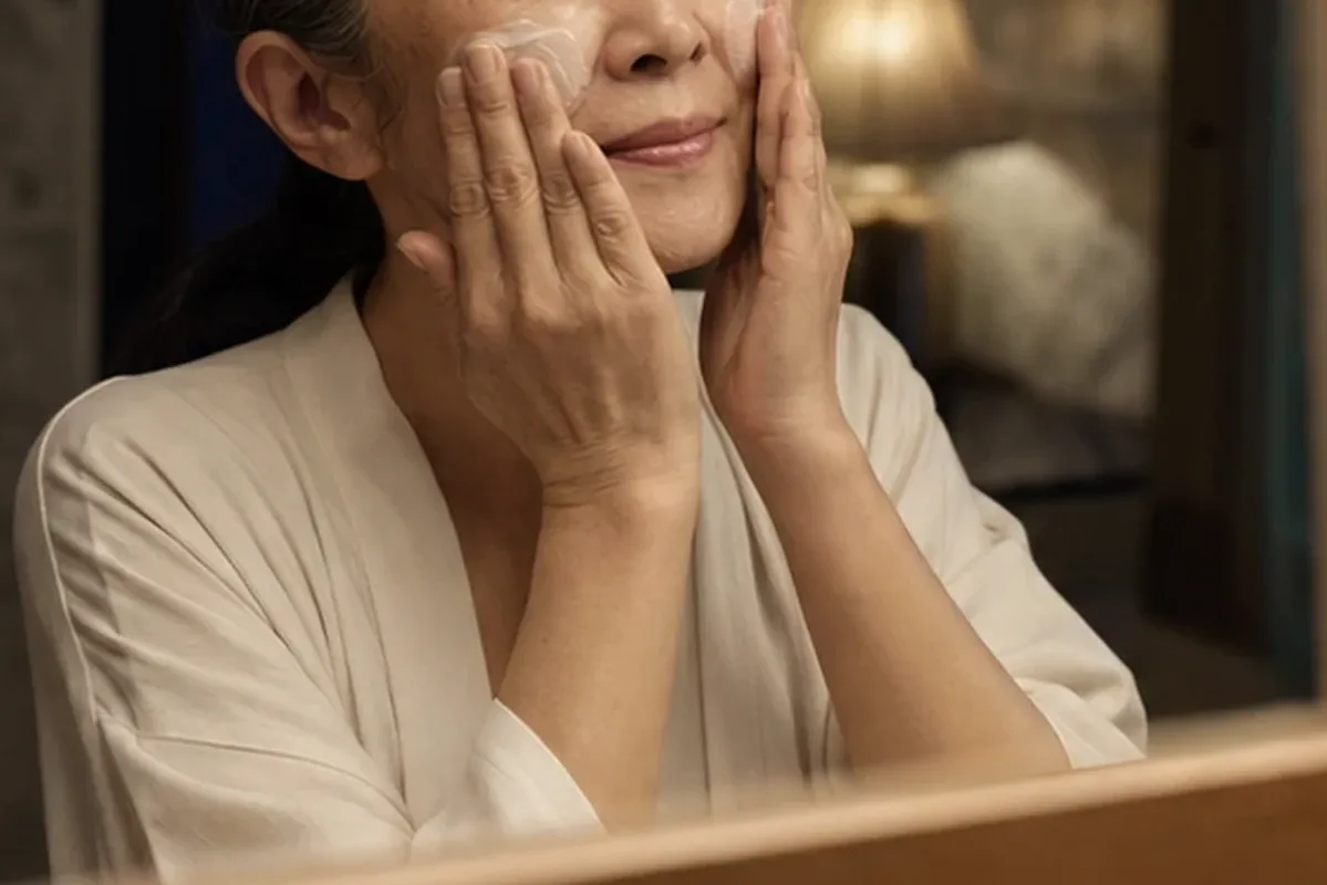 Authentischer Wohlfühlmoment passend zum Beauty-Thema Gesichtsreinigung bei Pigmentflecken