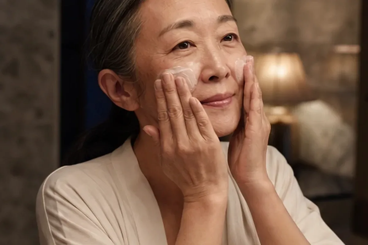 Authentischer Wohlfühlmoment passend zum Beauty-Thema Anti-Aging-Routine für fettige Haut