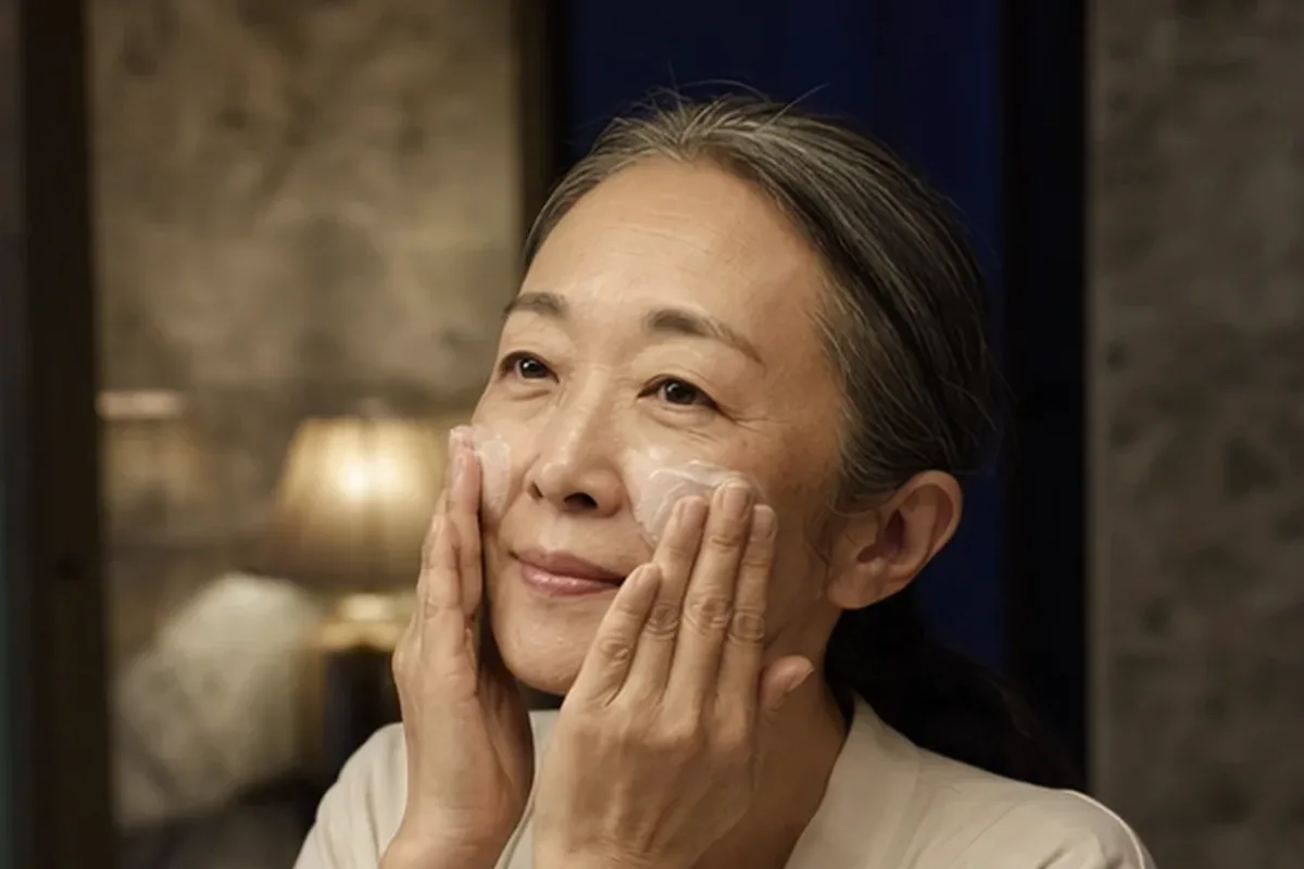 Emotionaler und authentischer Anwendungsmoment rund um Anti-Aging-Routine bei Pigmentflecken