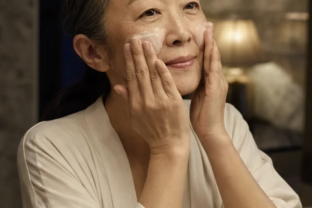 Authentischer Wohlfühlmoment passend zum Beauty-Thema Gesichtscreme für unreine Haut