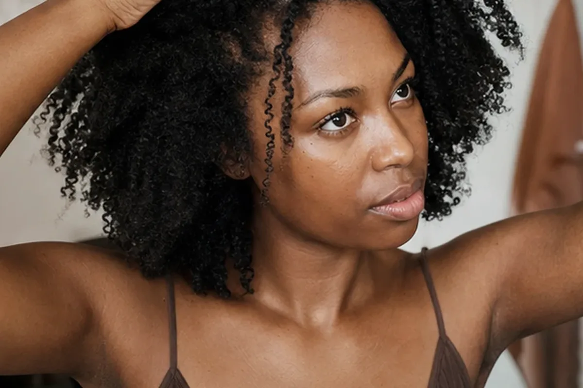Emotionaler und authentischer Anwendungsmoment rund um Anti-Frizz-Pflege bei Haarbruch