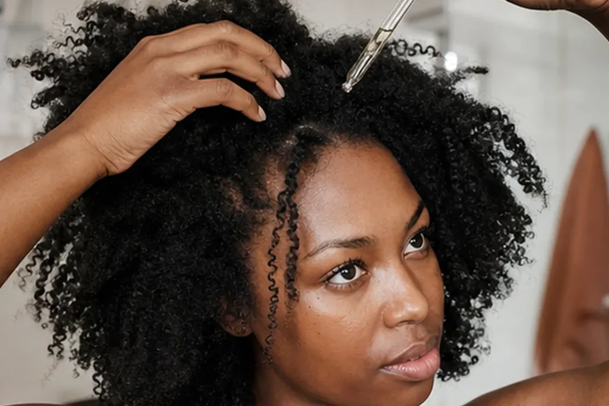Authentischer Wohlfühlmoment passend zum Beauty-Thema Leave-in-Pflege für lockiges Haar
