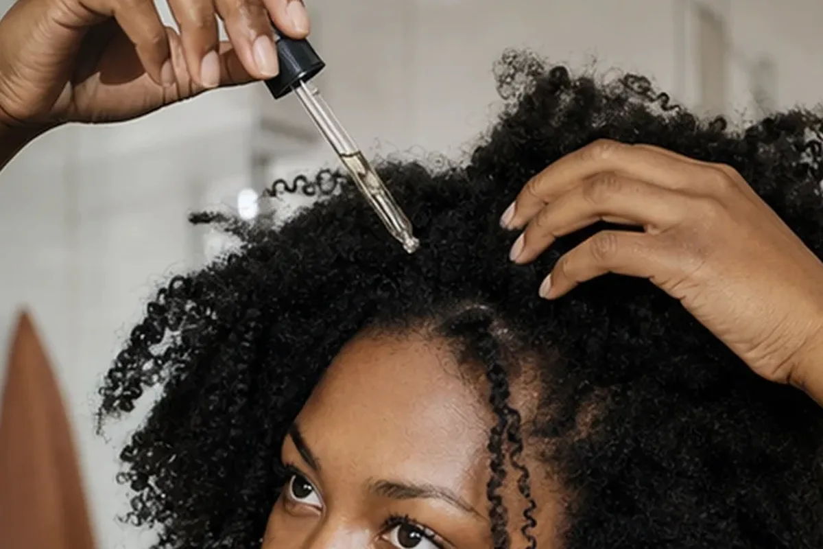 Authentischer Wohlfühlmoment passend zum Beauty-Thema Haaröl für empfindliche Kopfhaut