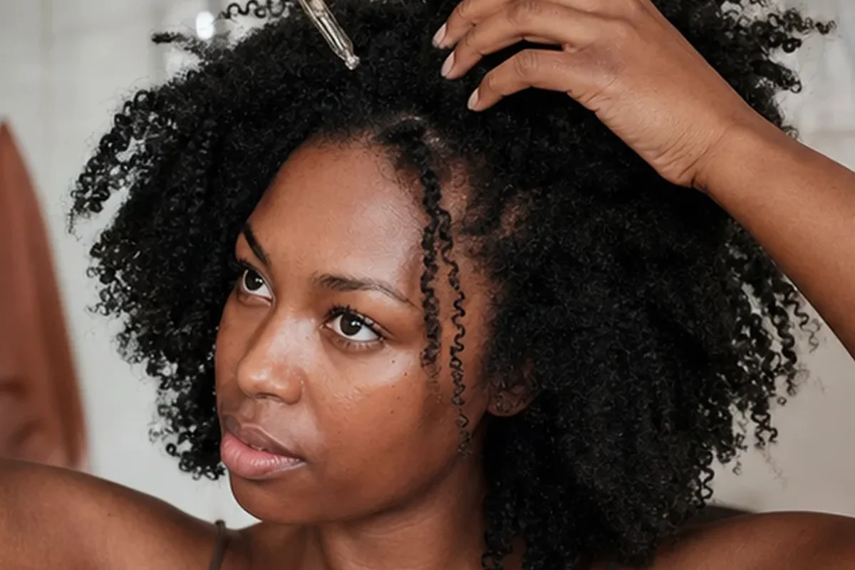 Authentischer Wohlfühlmoment passend zum Beauty-Thema Haarbürste für lockiges Haar