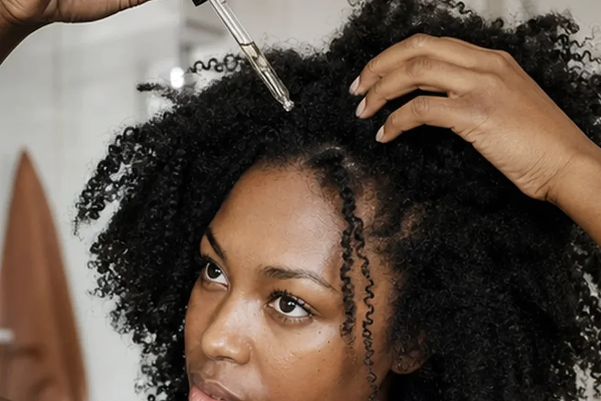 Redaktionelle Detailaufnahme zur Orientierung bei Anti-Frizz-Pflege bei Frizz