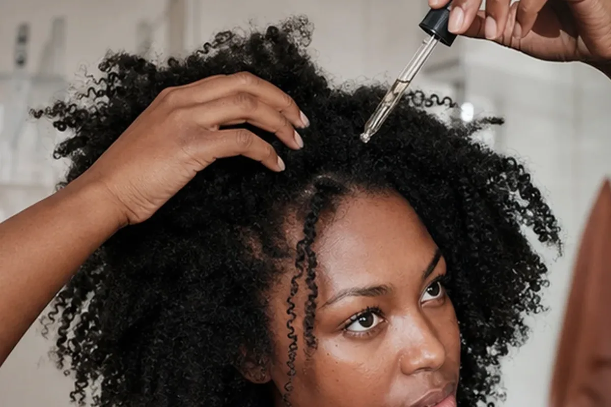 Hochwertige Beauty-Inszenierung zu Auswahlkriterien für Kopfhautserum bei Frizz