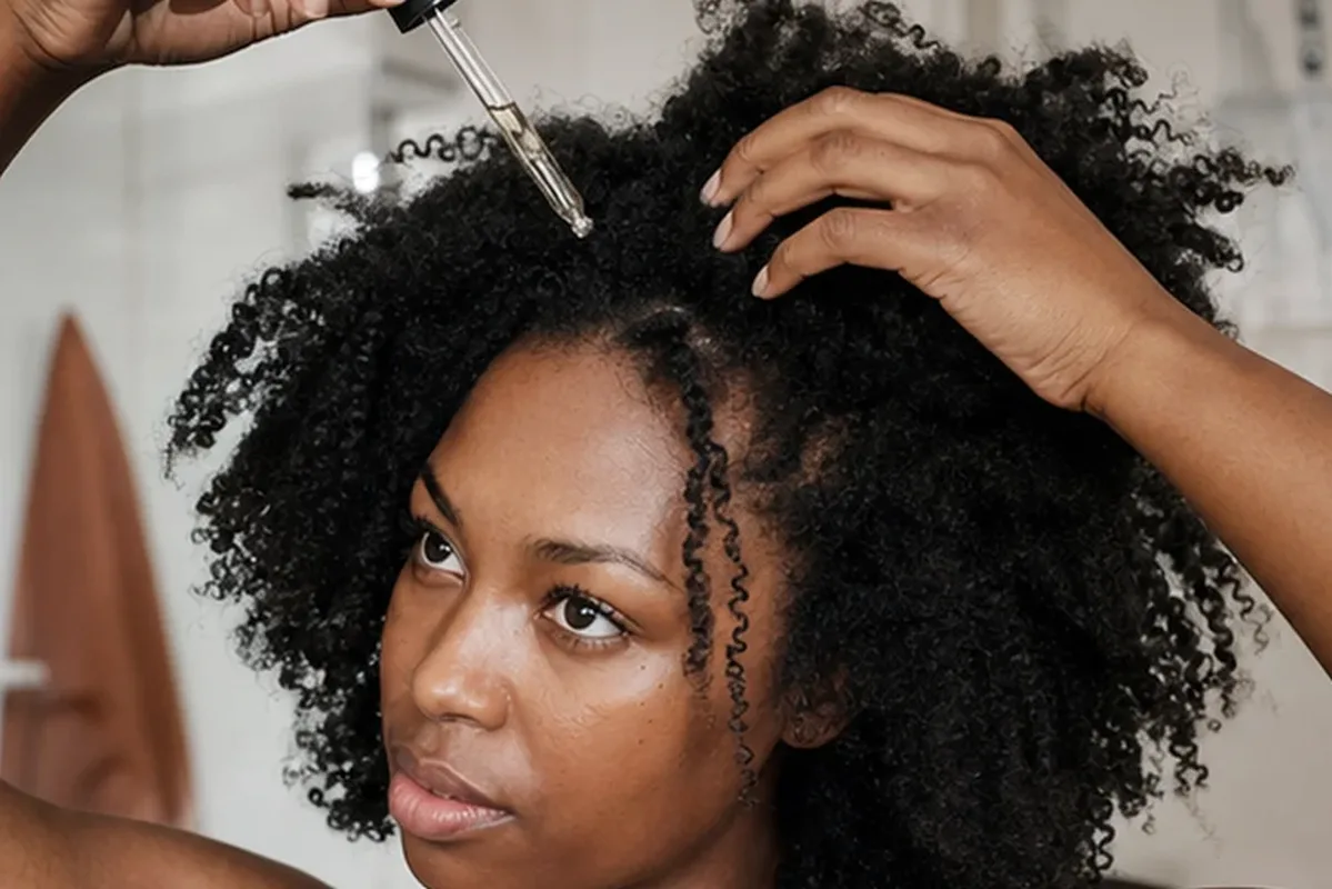 Authentischer Wohlfühlmoment passend zum Beauty-Thema Haaröl für strapaziertes Haar