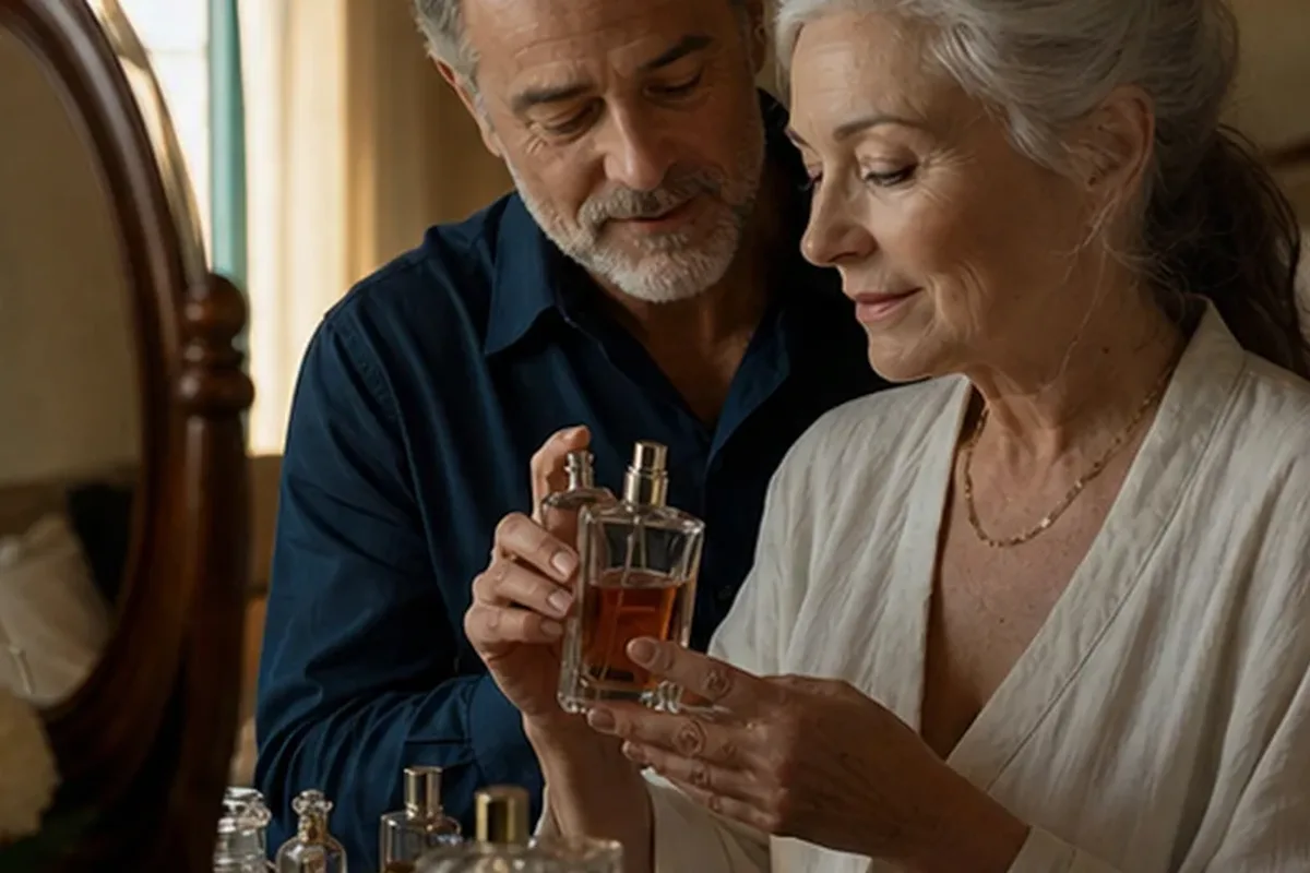 Emotionaler und authentischer Anwendungsmoment rund um Sommerparfum bei kaltem Wetter