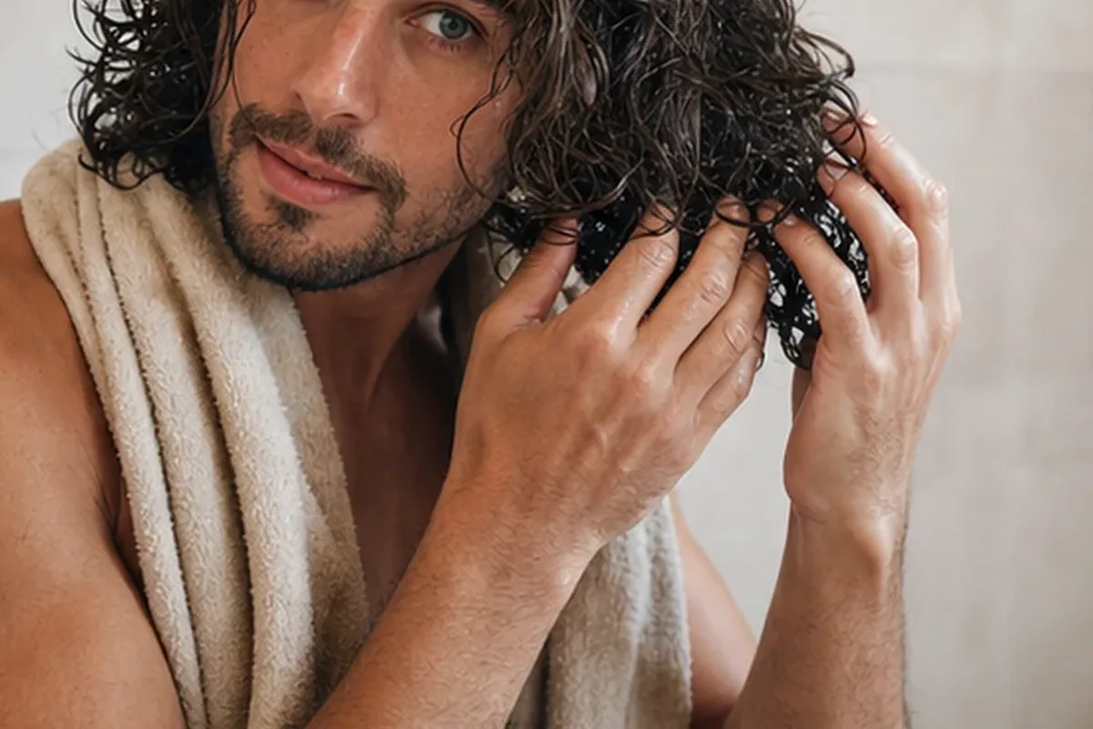 Authentischer Wohlfühlmoment passend zum Beauty-Thema Lockencreme bei Frizz